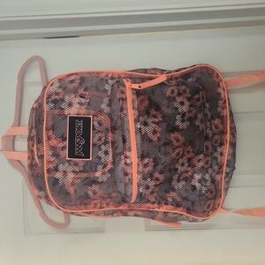 JanSport Mesh Pack Backpack Pink Grey Floral Flowers